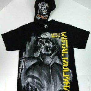 Metal Mulisha SMALL 2Tone T Shirt Helmet Skull + SOA SAMCRO Fear The Reaper Cap